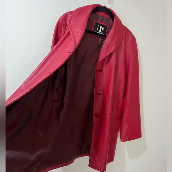 La Nouvelle Renaissance Leather Coat Burgundy Red Women’s XL - Picture 3 of 7